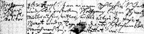 Totenregister Neuenhaus 1729: Wolfgang Caspar Schwarz